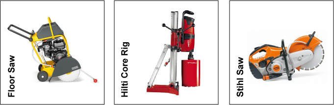 Diamond Drilling, Cutters and Grinder Hire